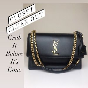 SOLD✨Saint Laurent Large Sunset Chain Bag With Smooth Leather, Black w/ Gold